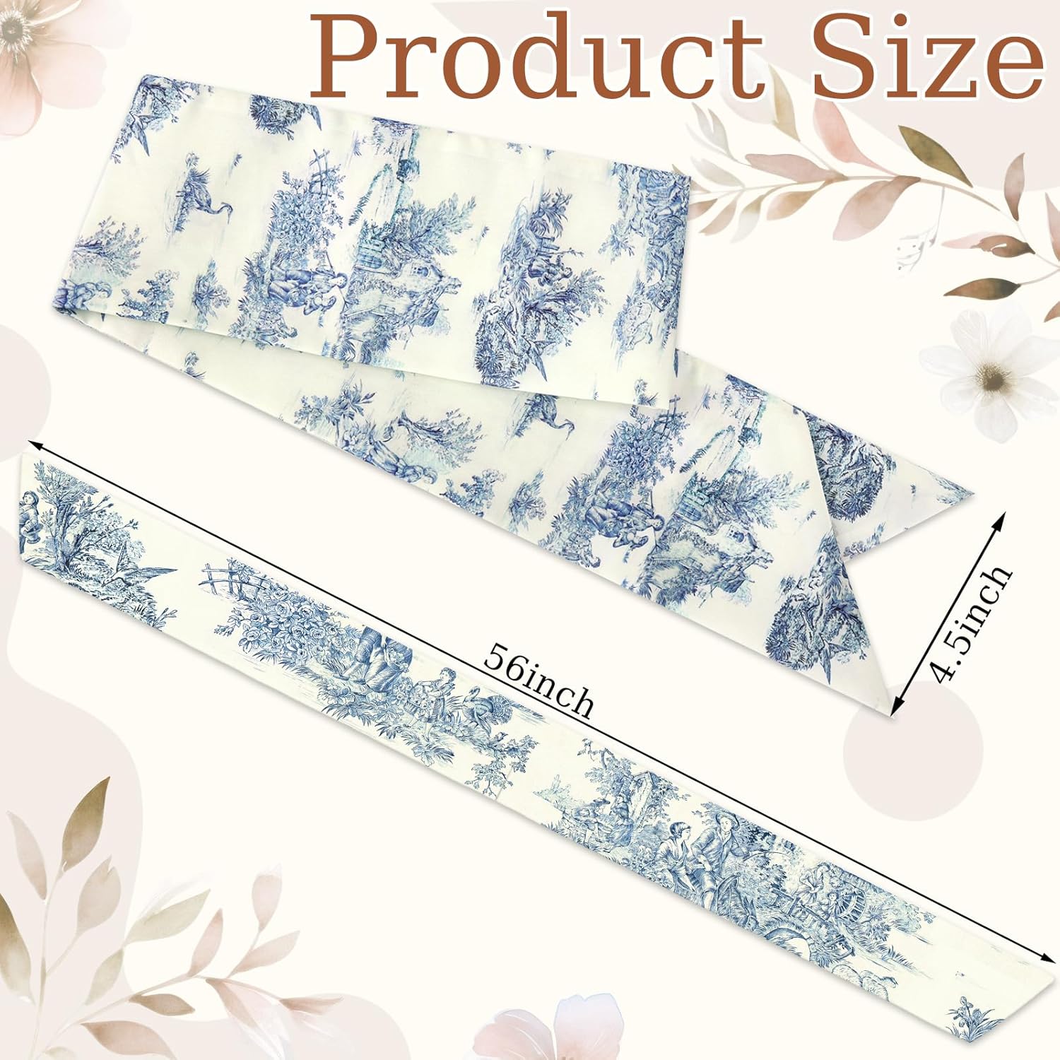 Retro Blue and White Toile Wreath Sash With Single Letter monogram